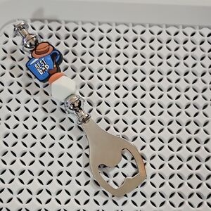 Silver and Blue Best Dad Beaded Bottle Opener